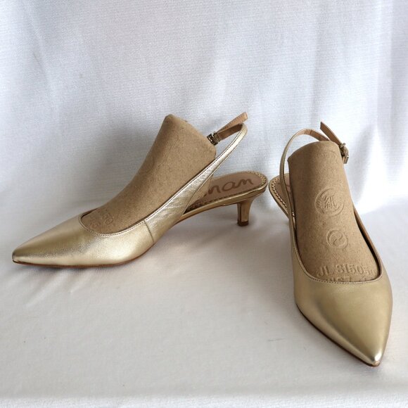 Size 7M - Sam Edelman Kitten Heels - Ludlow - Gold shoes -  Leather - Picture 1 of 16